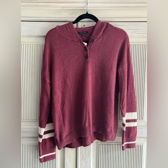 AMERICAN EAGLE Pullover Knit Hoodie Sweater in Purple, Size Medium - Picture 1 of 9